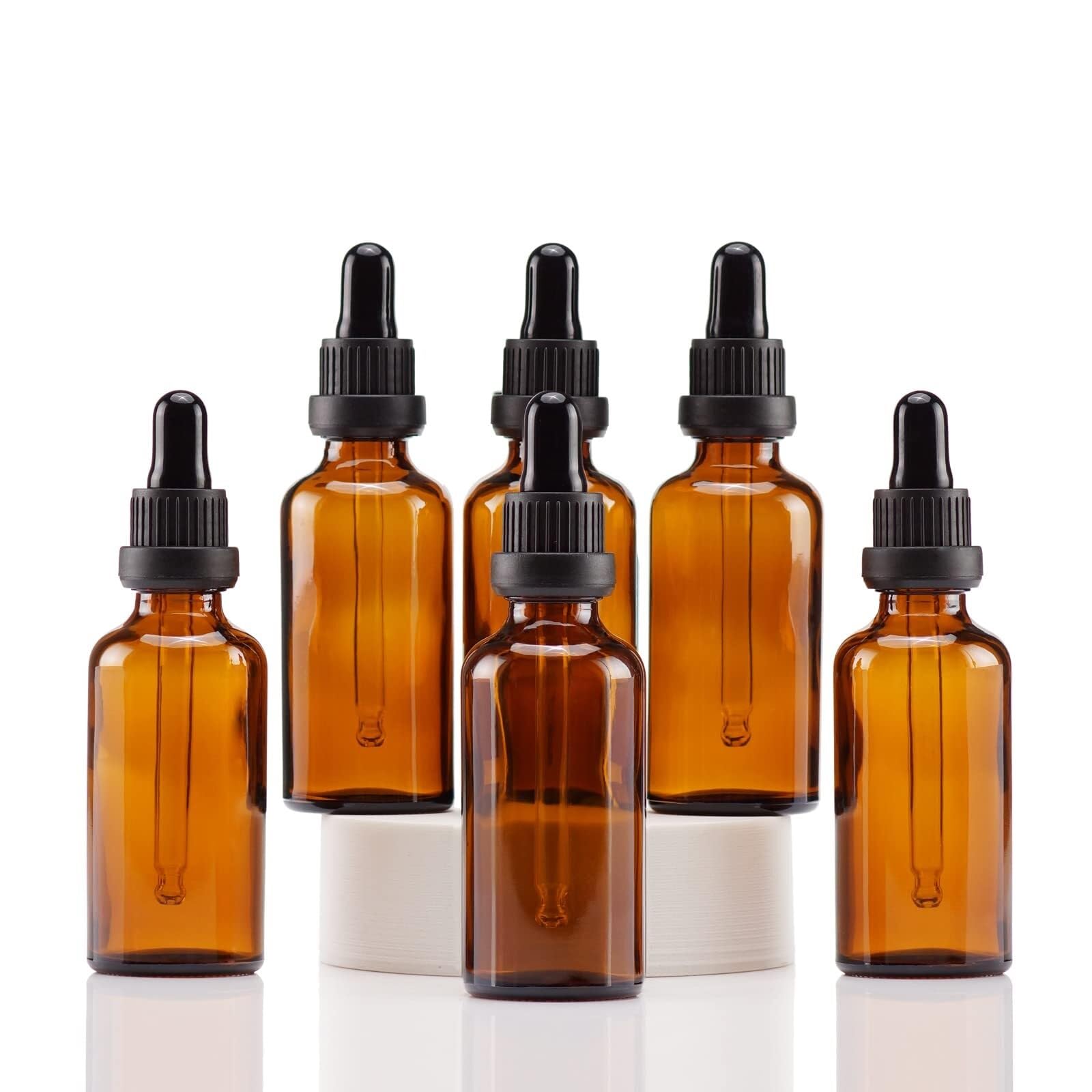 Bottiglie contagocce in vetro ambra 30ml con protezione UV per oli essenziali – Confezione da 6, pratiche per viaggi(Transparent,30ml-18)