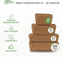 Vista 3 de EcoQuality - Contenedores de comida para llevar de 26 onzas, cajas de papel kraft marrón para llevar, resistentes a fugas y grasa, contenedores