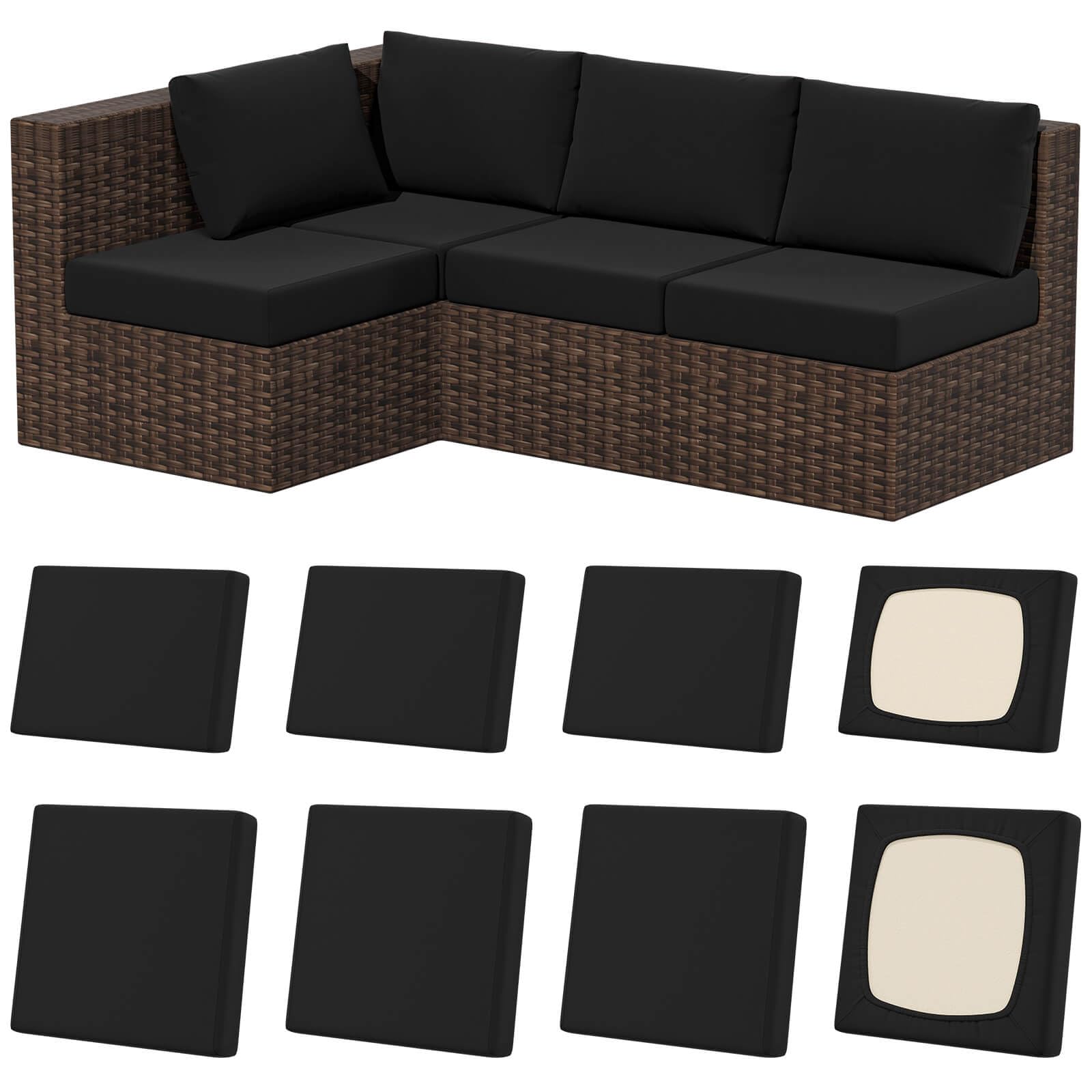 Photo 1 of Vorshape 8Pcs Stretch Patio Cushion Covers, Outdoor Couch & Sofa Replacement Slipcovers for Patio Furniture Cushion Covers, Washable Reusable Furniture Protector