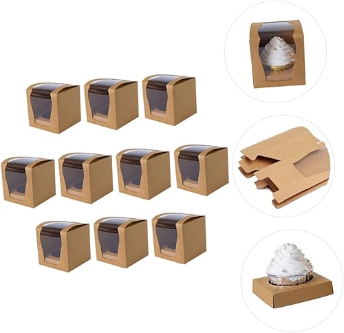 Miniatura 6 de SOLUSTRE 30 unidades de caja de pastel individual para cupcakes, contenedores de regalo, dona, regalos, transparente, portador de tartas,