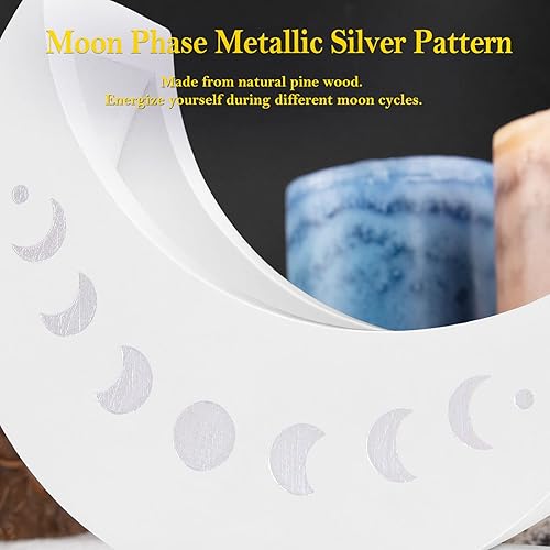 Miniatura 10 de Ceiner Caja de exhibición de tarot con soporte para tarjetas, estuche de madera con soporte de fase lunar para almacenamiento de piedra de cristal,