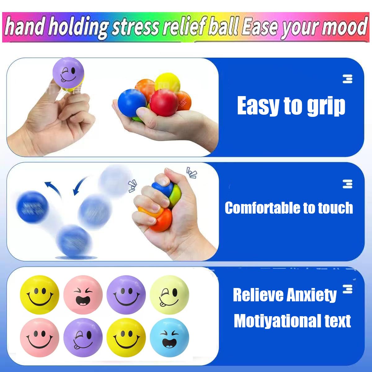 54pcs Palla Antistress Faccina Pallina Antistress Mini palline stress 5.3cm