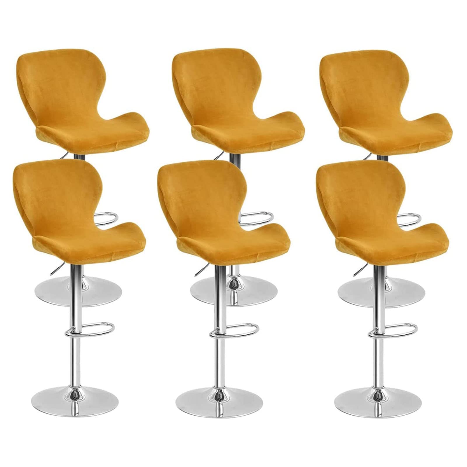 Leomix Velvet Bar Stool Cover Curved Swivel Set, Stretch Counter Height Bar Stools Cover, for Short Back Dinning Room Bar Chair,A,6pack