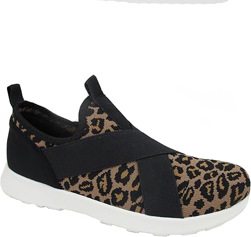 Jellypop Chapmin Women's Sneakers, Leopard Knitted, 8.5