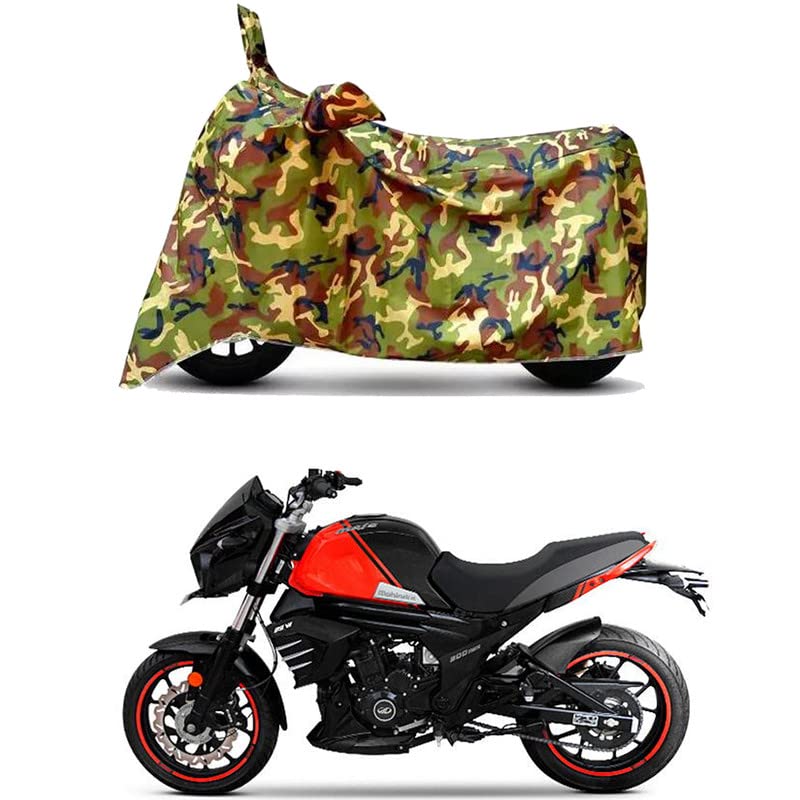 Image of Waterproof 100% PVC Coated Full Bike Scooty Two Wheeler Body Cover Compatible for Mahindra Mojo 300 /UV-Rays /Heat Protection /Birds Dropping /Scratchproof /Dust Proof [6X6 Jungle Print]