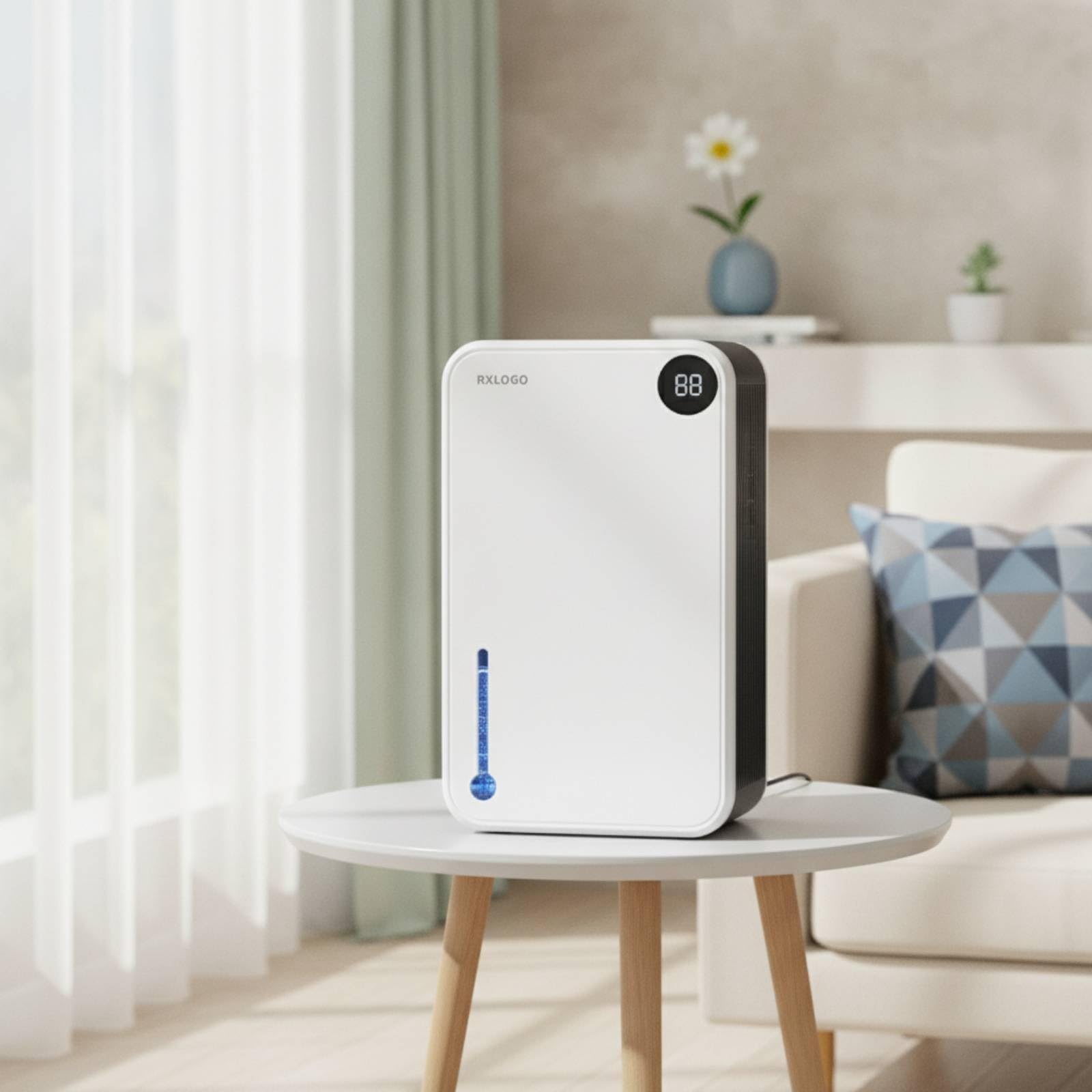 Deumidificatore Elettrico Compatto Deumidificatore con Serbatoio Automatico Elettrodomestico per Bagno, Bianco