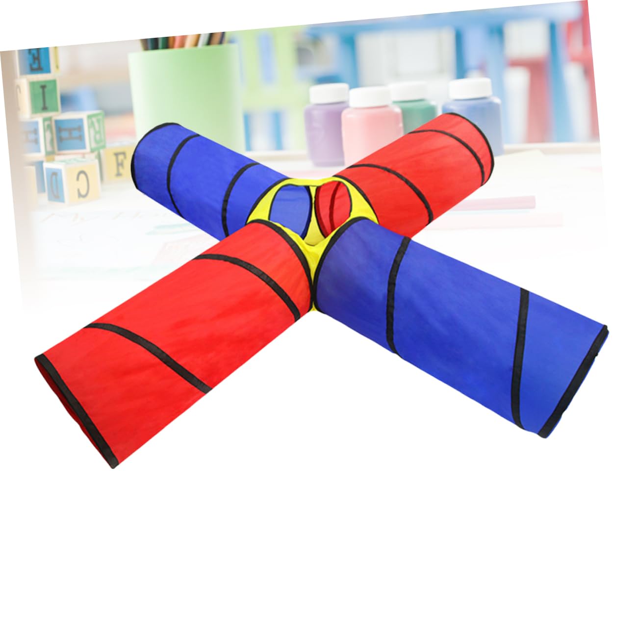 Túnel de Juego para Niños de Tela Cuatro Túneles Plegable | Uso Interior y Exterior, Apto para Gateo, para Guardería y Juego Diario