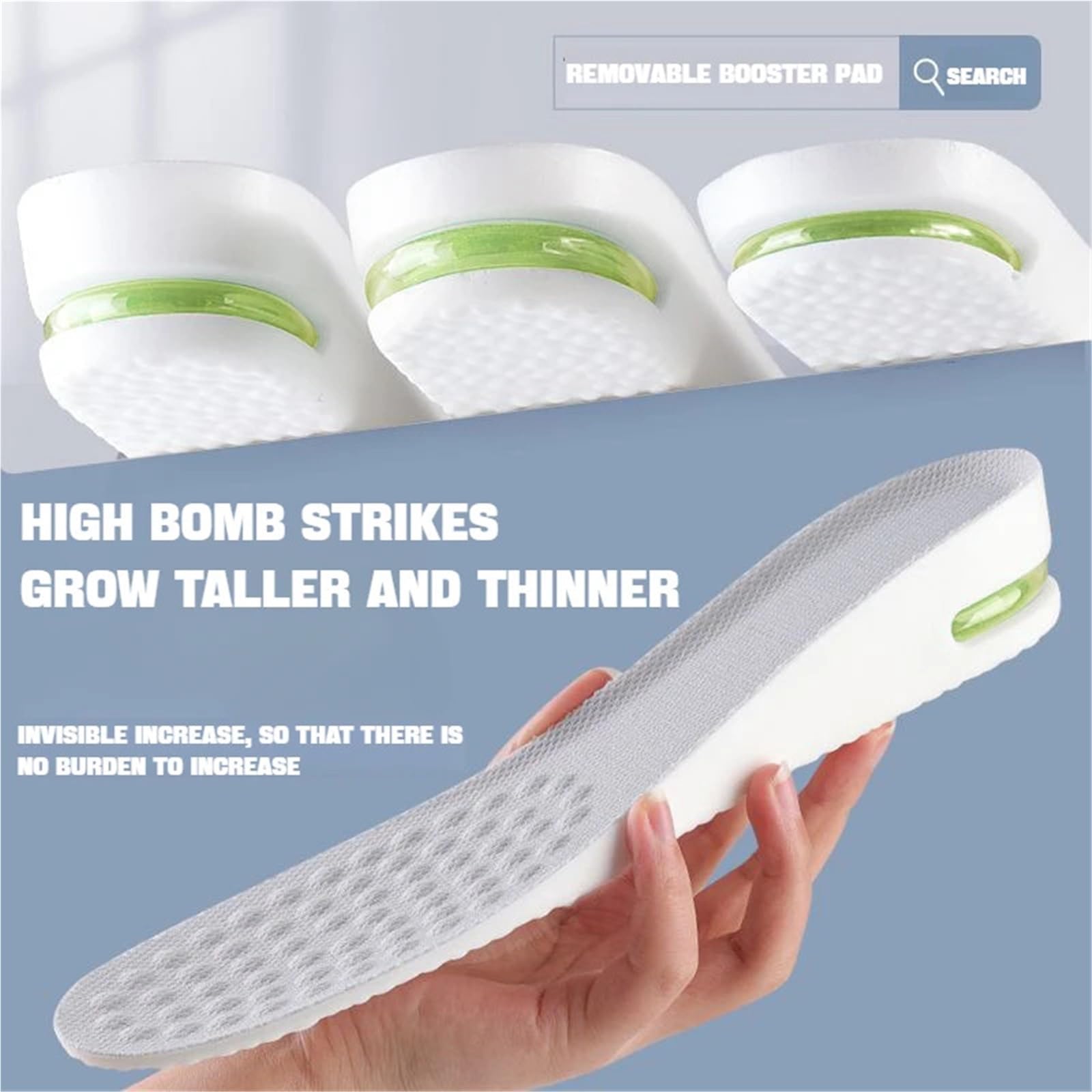 Plantillas Altura Hombre 1 par de plantillas ortopédicas for aumentar la altura los pies, deportivas aire(3.5cm-Gray,EU39-40)