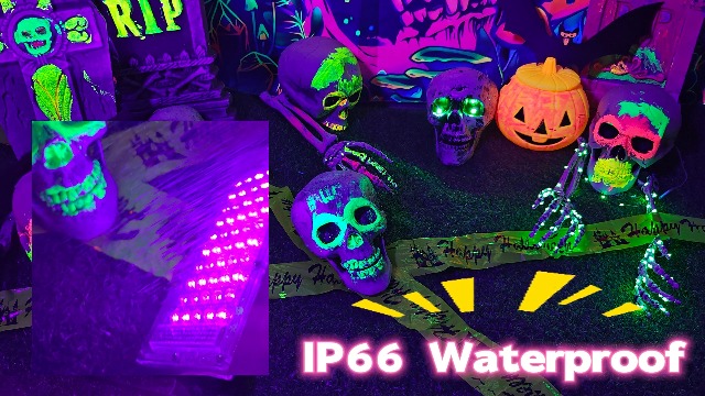 Image of THECHAM 50W LED Black Lights IP66 Waterproof Black Light Outdoor with 6ft Plug+Switch,Flood Blacklight for Halloween Glow in The Dark Party Stage Light Neon Glow Birthday 1 Pack
