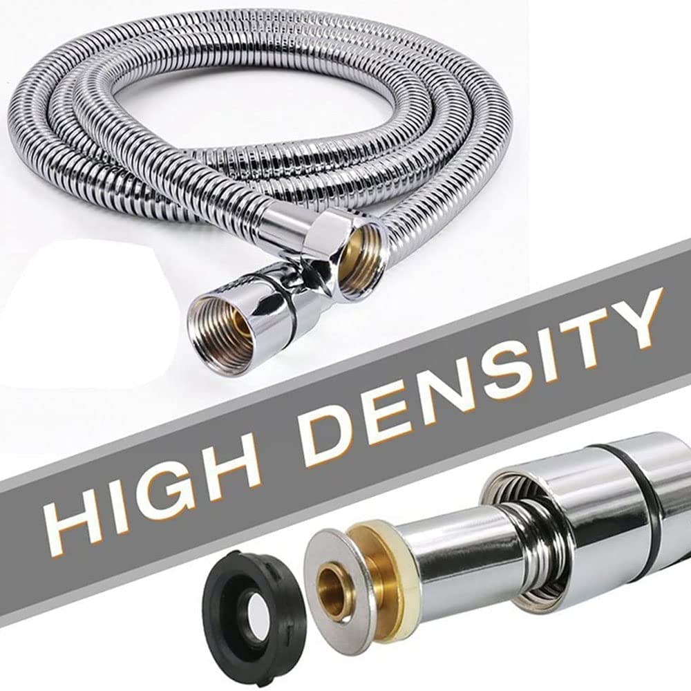 Manguera de ducha de 118 pulgadas (3 m), interfaz bidireccional G1 / 2 360 grados giratoria Manguera de ducha de mano de acero inoxidable 304 con accesorios de latón Extra largo 3 metros Fácil