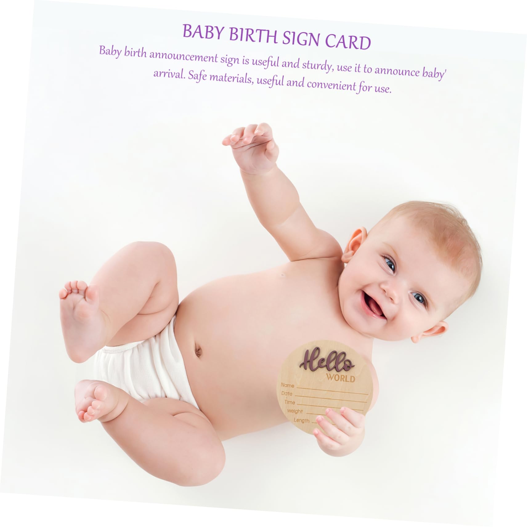 IWOWHERO Birth Announcement Sign Wooden Newborn Name Sign Baby Photography Props Round Shape Easy to Use Hospital Baby Decorative