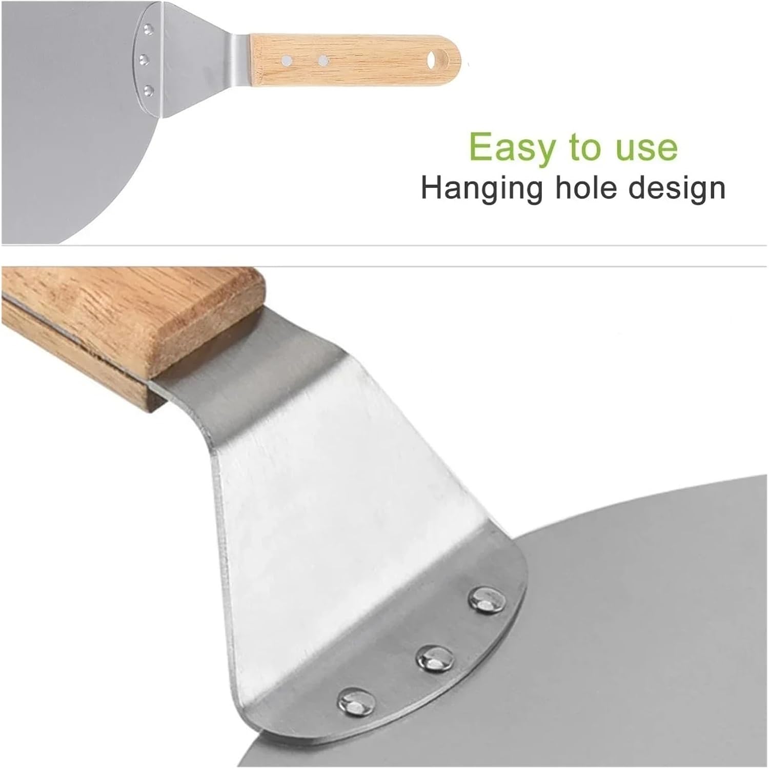 12inch Pizza Shovel Pastry Tools Stainless Steel Wooden Handle Peel Round Anti-scalding Pan Bakeware Maker
