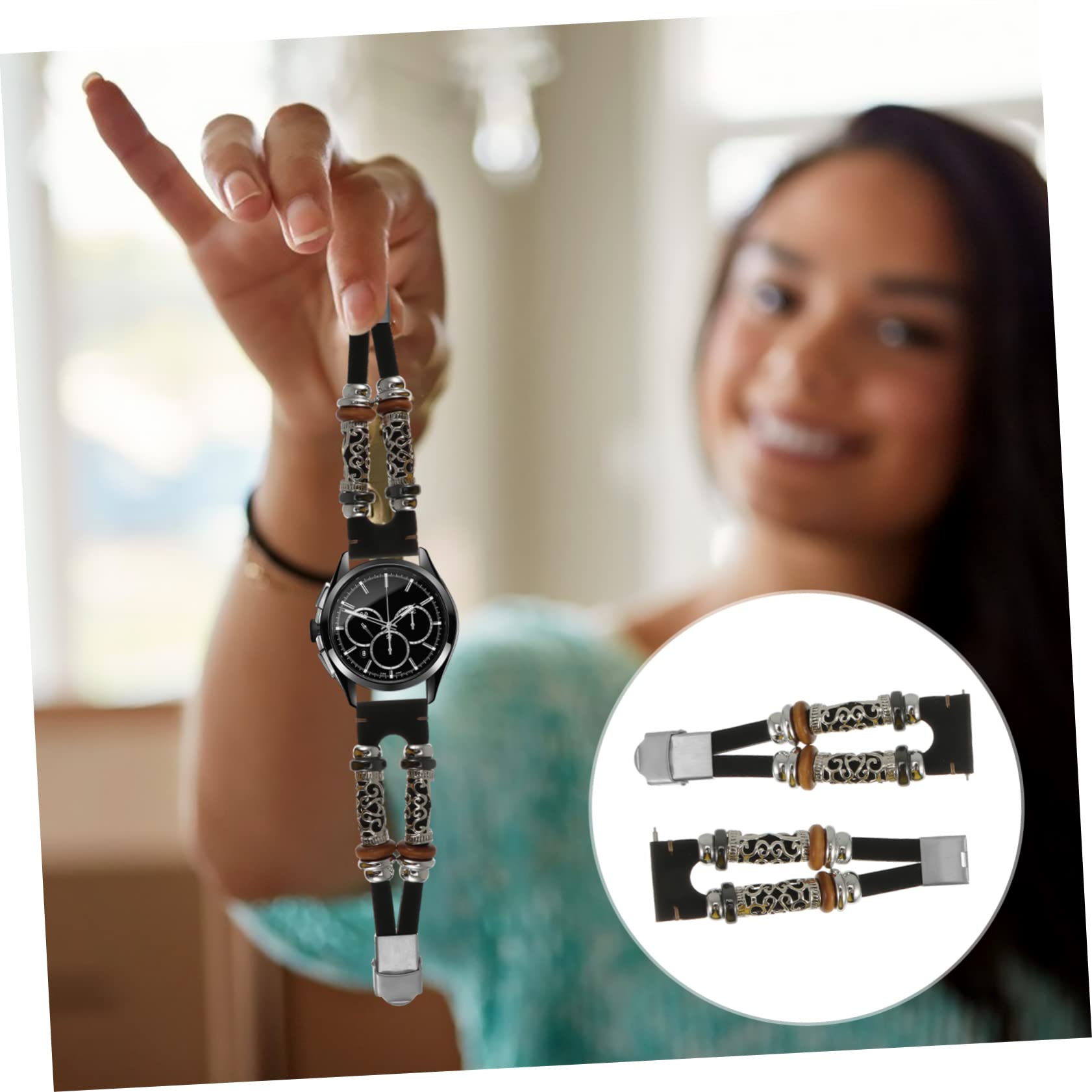 HOMSFOU Correa relojes para hombres banda duradera 3 bandas de repuesto smartwatch smart watch relojes inteligentes para hombres cinturón de muñeca muñequeras de cuero metal