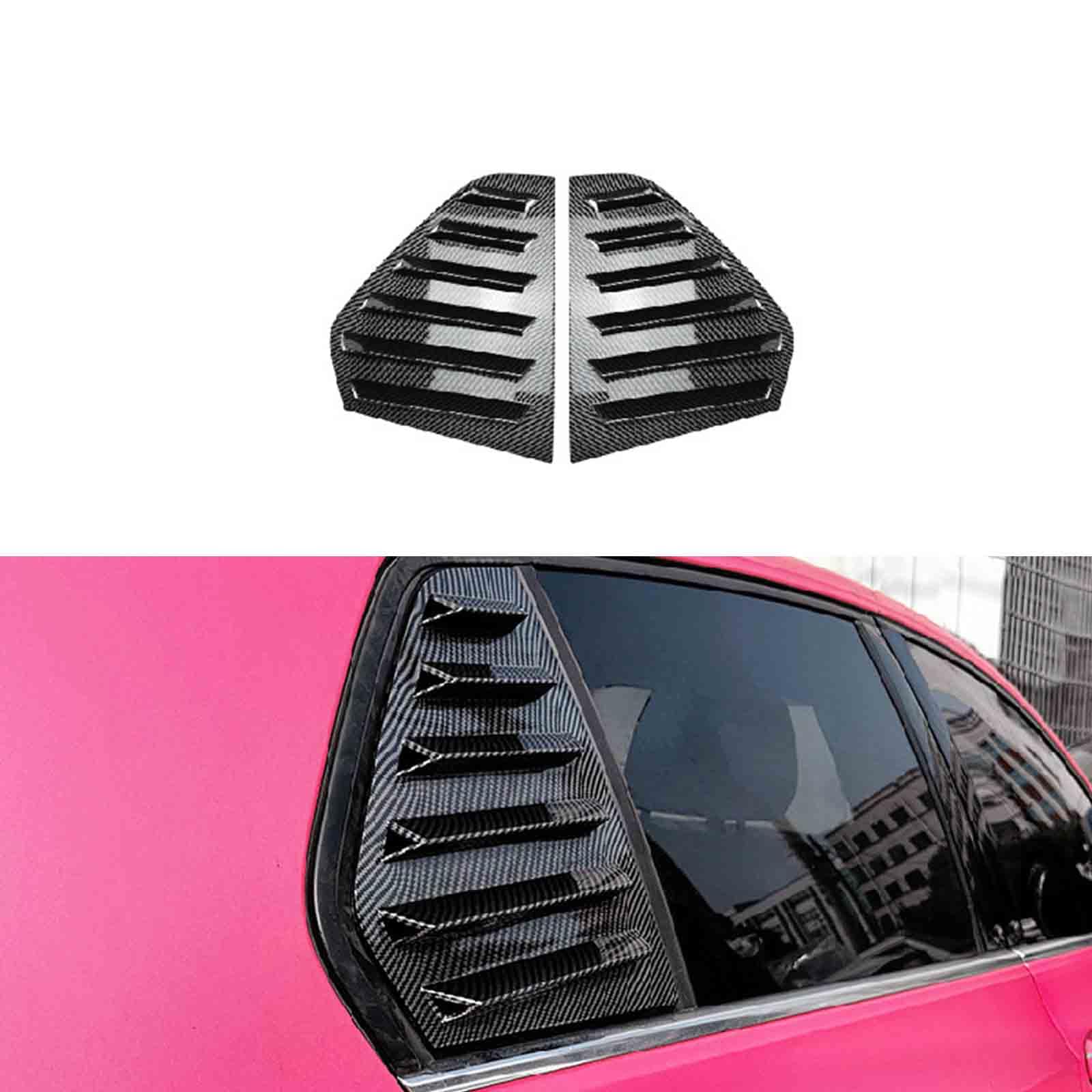 YPFYBHD Rear Window Louver Shutter, Compatible with VW Golf 8 Golf8 MK8 2020+, 2Pcs Triangle Blinds, Side Vent Panel Decoration Cover, Carbon Fiber Look