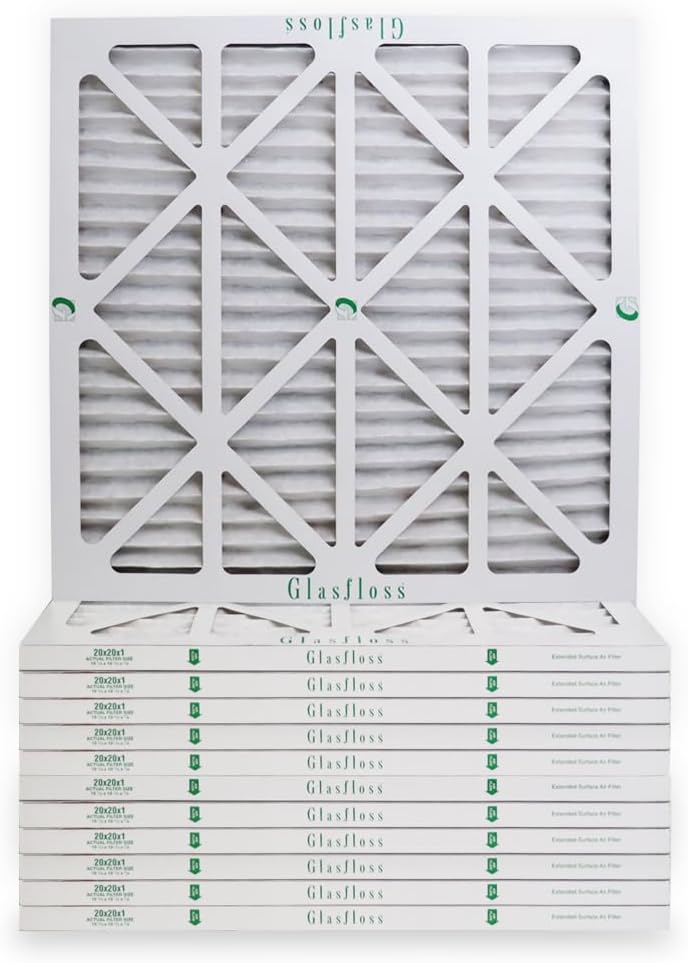 20x20x1 Dust & Pollen Pleated Filter MERV 10, Exact Size: 19 1/2 x 19 1/2 x 1 (12 Pack)