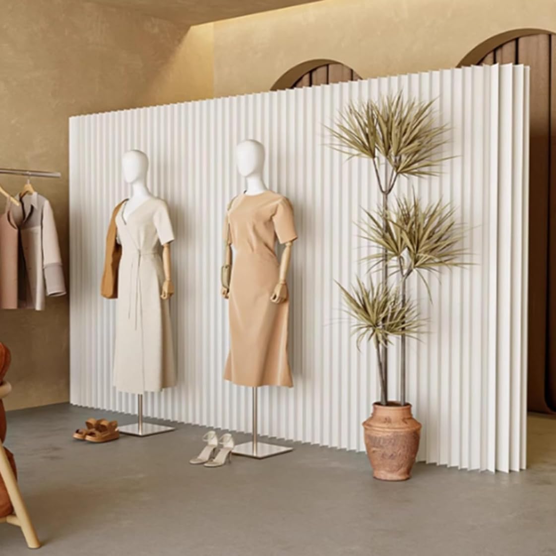 Cloison de séparation pliable et rétractable, paravent moderne, écran de confidentialité intérieur, cloison de séparation murale autoportante en papier,White-4x2m/13.12x6.5FT