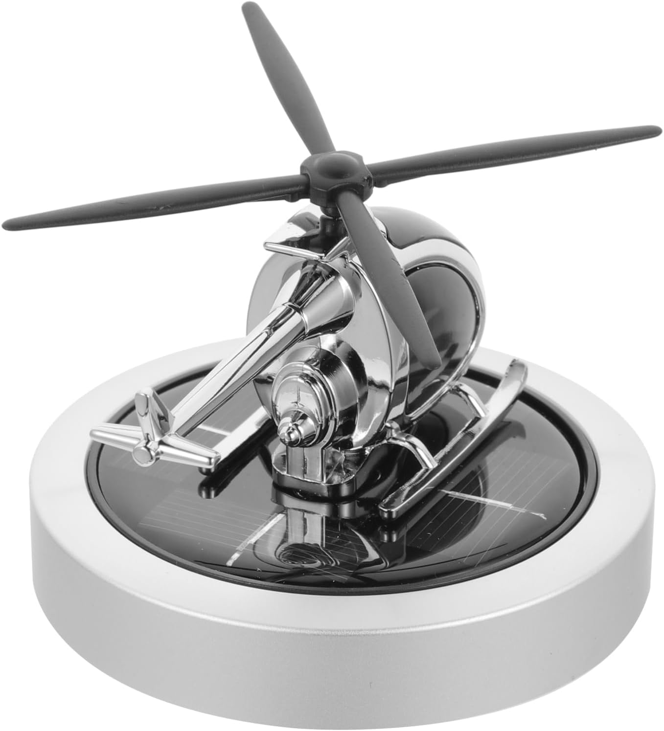 9265a Solar Helicopter Air Freshener Diffuser Solar-powered Decoration for Car Interior Elegant Alloy Design Silver Dashboard Ornament