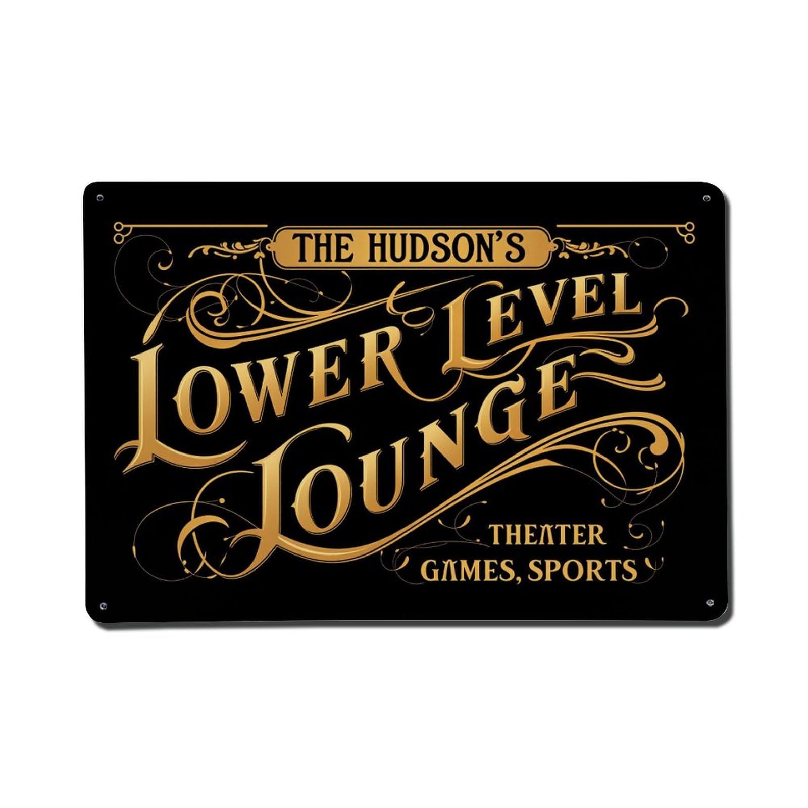 Enderetf Vintage Golden Ornate Script Design Pattern Tin Sign Metal Poster, Home Bar Garage Man Cave Cafe Indoor & Outdoor Wall Decoration 8X12inches