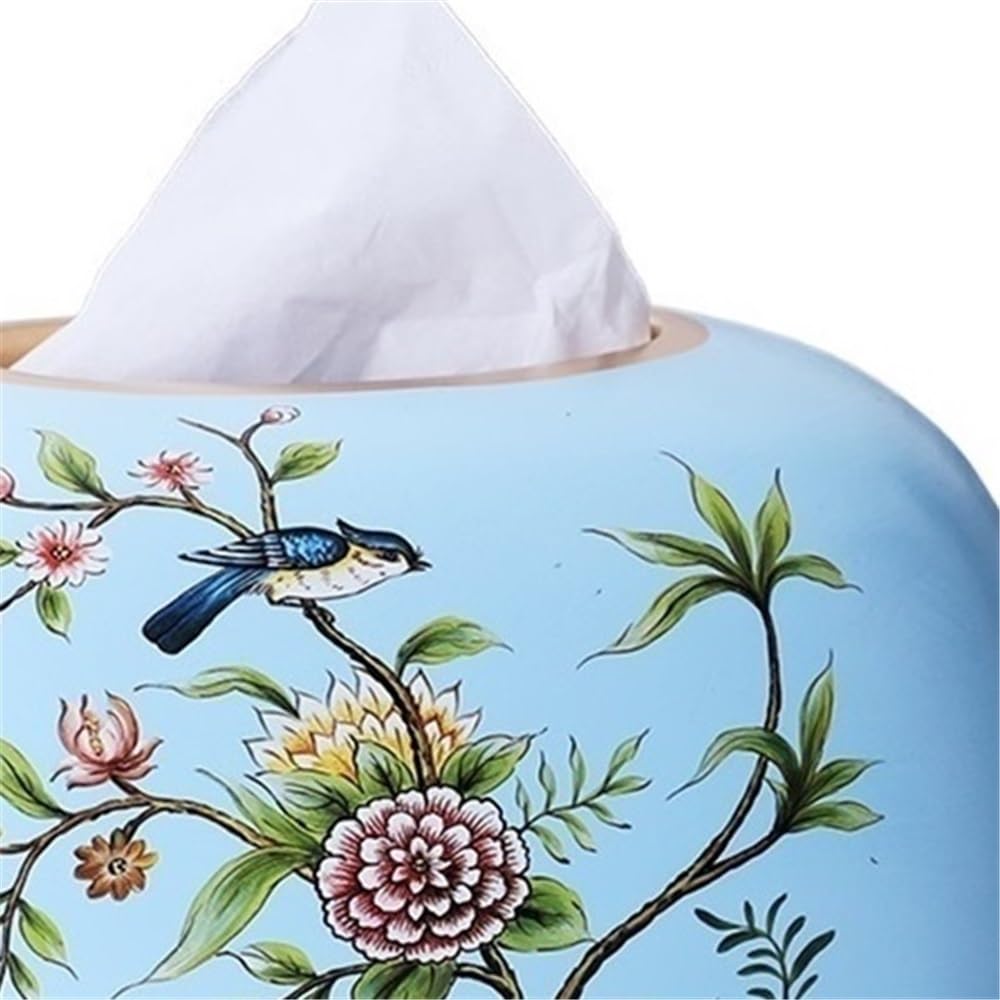 Dekoracyjna okładka na pudełko na chusteczki ptaki i kwiaty wzór vintage do salonu ceramiczny uchwyt na serwetki