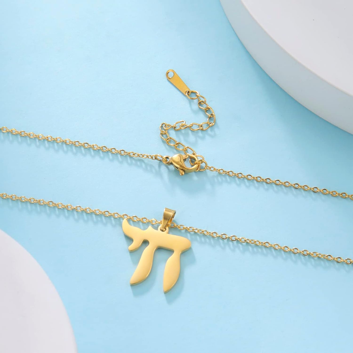 Jewish Chai Necklace Hebrew Letter Pendant Classic Choker Charm Personalized Religious Name Jewelry for Women Valentine's Day Girlfriend