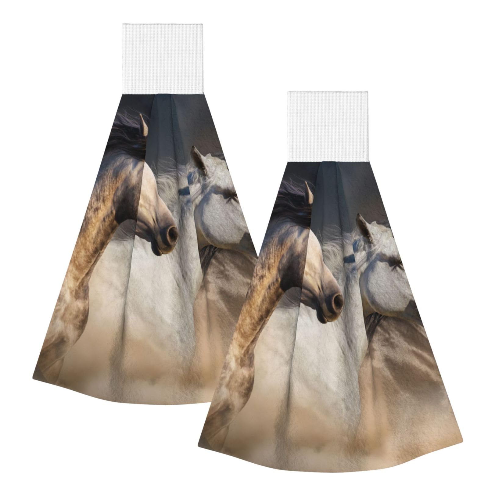 DOPKLNA Wild Horse Picture, 2 Pcs Hanging Coral Fiber Hand Towels for Bathroom, Absorbent Kitchen Towels