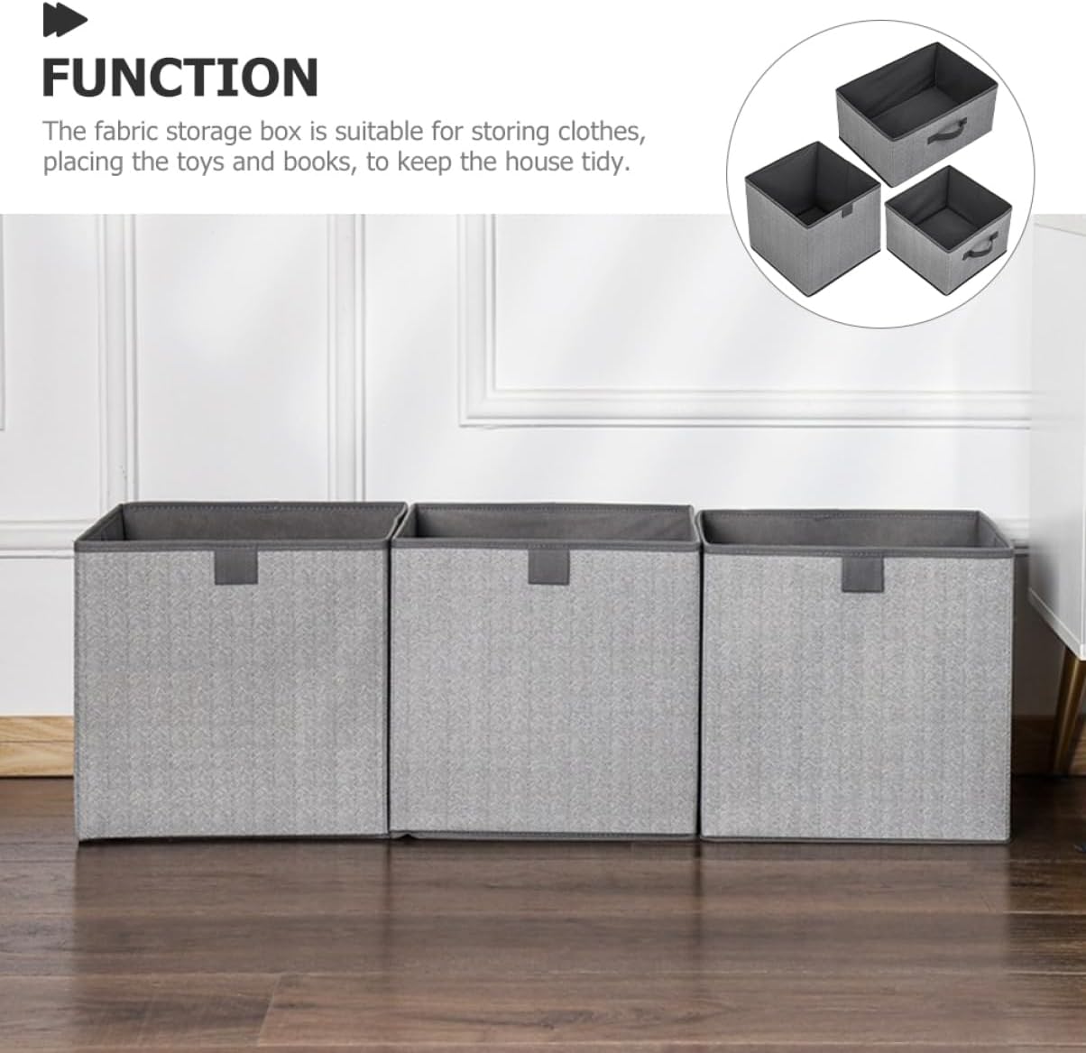 3pcs Clothes Storage Organizer Bins Capacity Storage Boxes for Closet Wardrobe Bookshelf for Jeans Pants and Clothing Grey