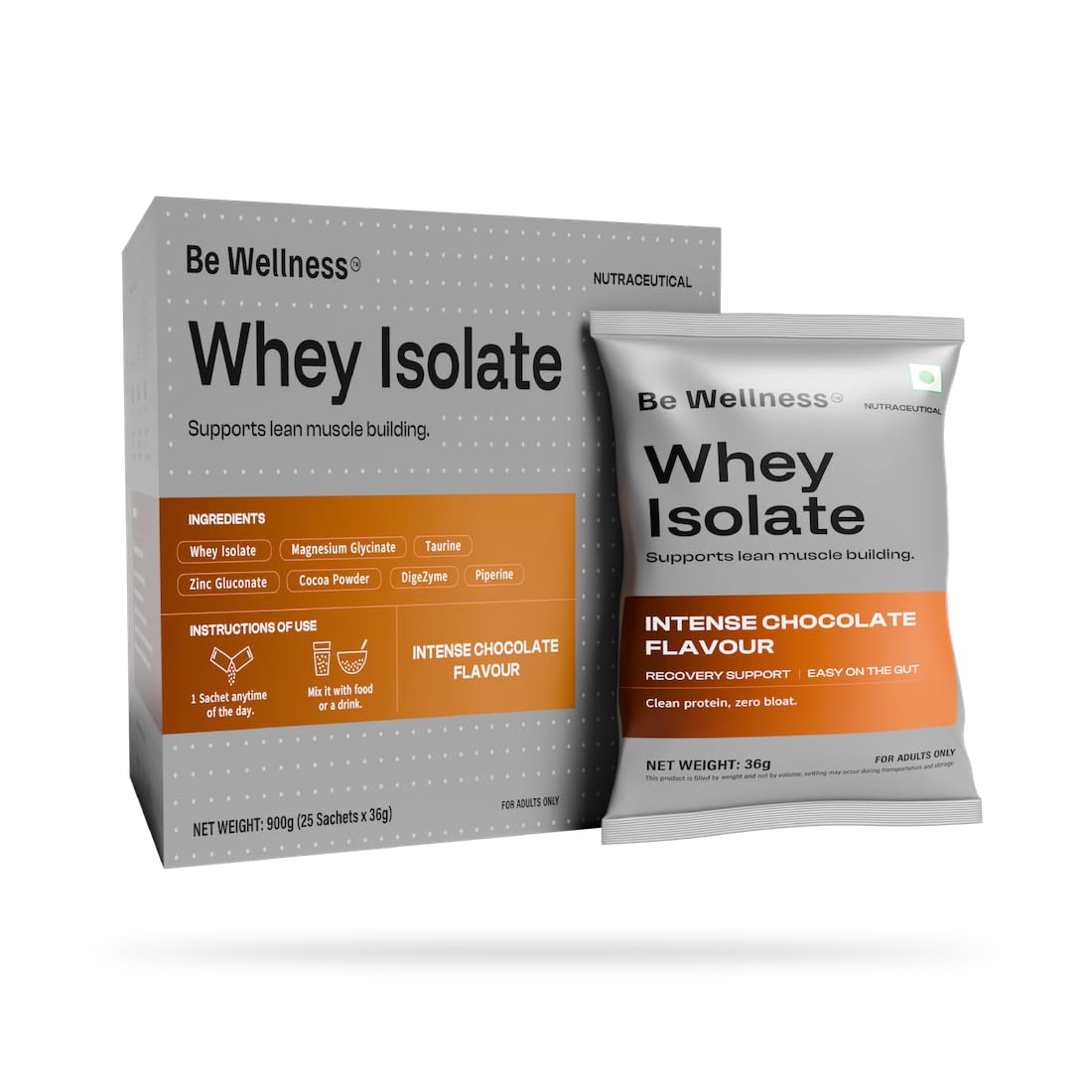 Be Wellness Whey Protein Isolate for Women & Men | Arla® WPI with Taurine, Magnesium Glycinate, DigeZyme® & Zinc | Supports Lean Muscle Building & Recovery | Intense Chocolate Flavour | 25 Servings-image-39