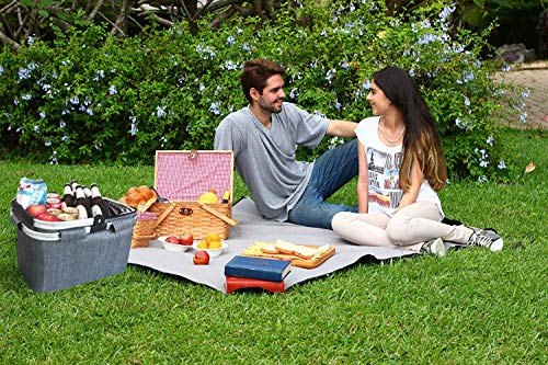 Large Insulated Picnic Basket Cooler | 7.7 Gal Capacity Leakproof Folding Collapsible Portable Market Basket Bag Set Aluminum Handles for Travel, Shopping and Camping | Keeps Wine, Food & Drinks - Thumbnail 4