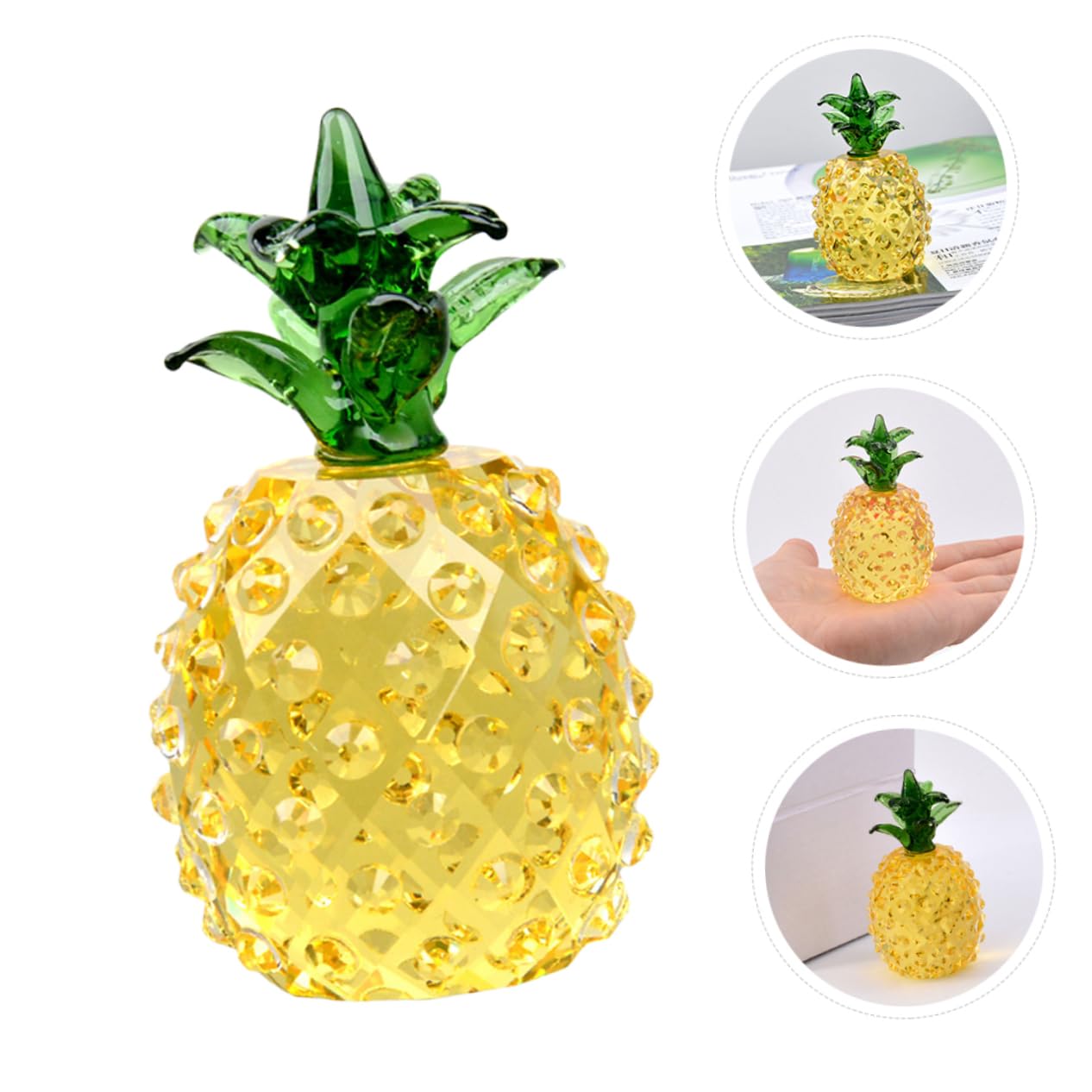 Amosfun 3 Piezas De Piña De Cristal Tallada Adorno De Escritorio Fruta Decoración del Hogar para Fiestas.