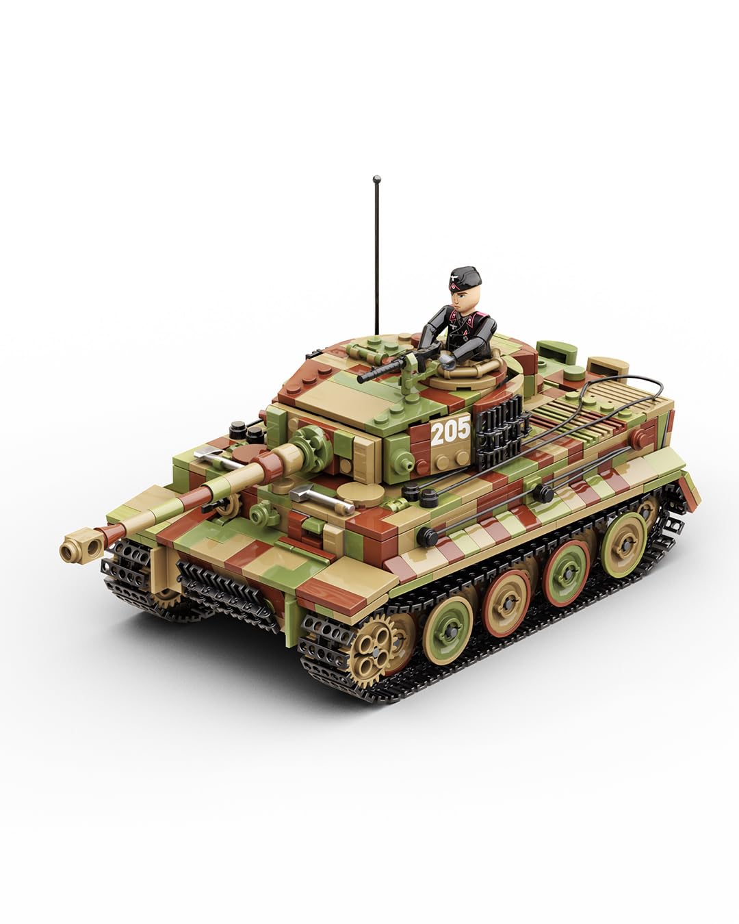 Buildarmy WW2 tedesco Tiger 1 E versione tardiva in mimetico, set di mattoncini per costruzione di modelli, 1157 pezzi