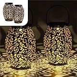 iluminacion estilo marroqui EFECTO DE SOMBRA: las farolillos decorativos hechas de metal de cobre y perforadas en un diseño oriental vintage tienen un interior dorado que se refleja en un cálido efecto visual, creando una atmósfera acogedora en su patio.