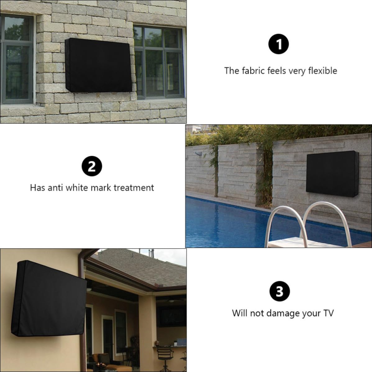 Uonlytech Funda para Televisión de Exterior de 55 a 58 Pulgadas con Material de Poliéster y Pvc Ligera y Resistente para Protección Completa