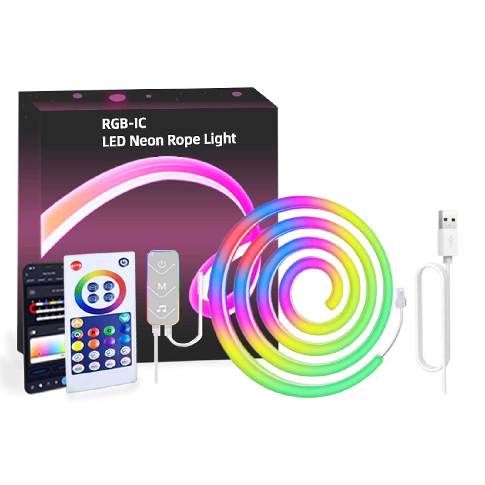 DIY Led Luces para TV, tiras de luz led inteligente, USB fuente de alimentación, conecte wifi para ajustar el color en sincronía con la música, adecuado para el dormitorio, cocina, TV, fiesta