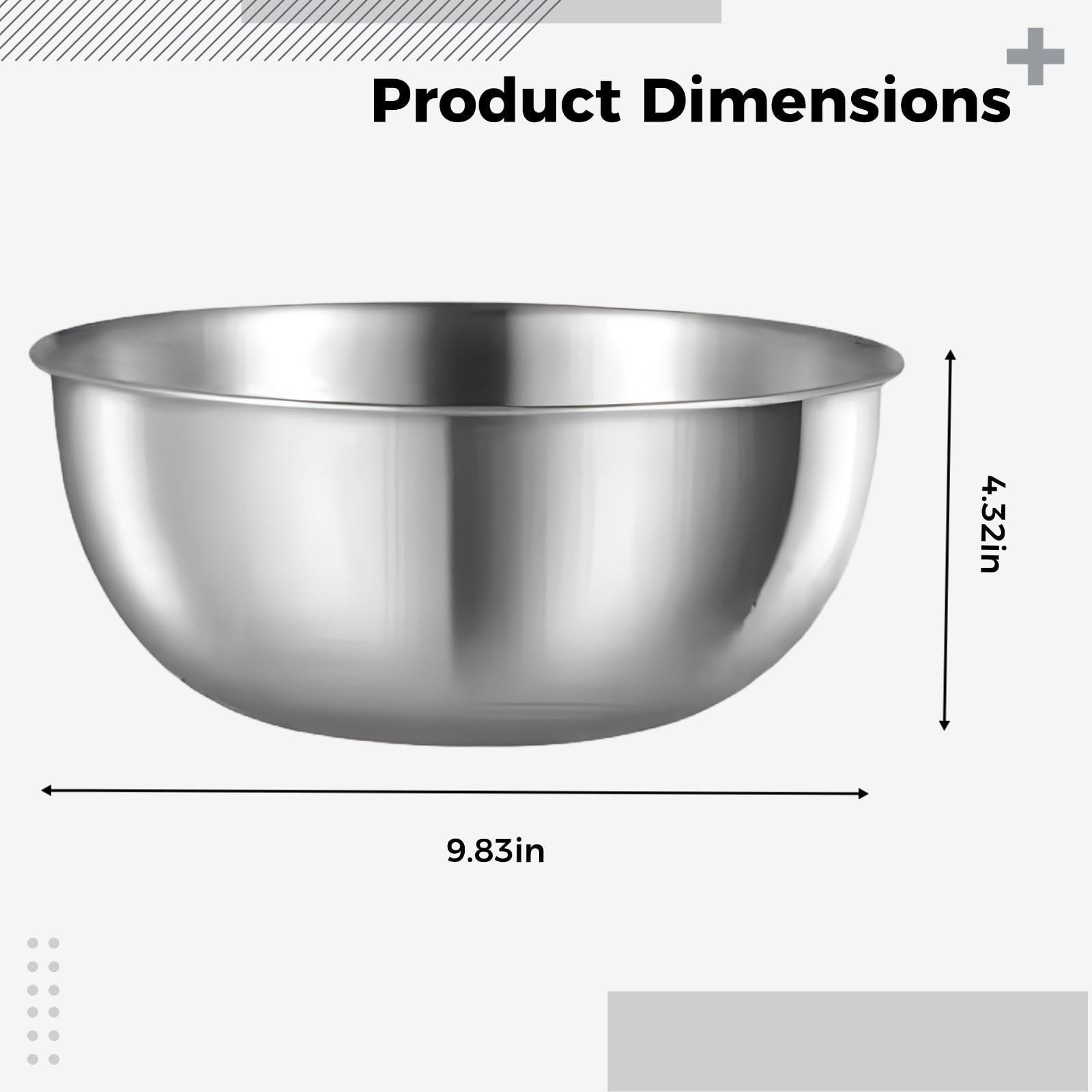 Edelstahl Rührschüssel Set, inklusive 25 cm Salatschüssel und 24 cm Feinsieb-Abtropfsieb, 3000 ml großes Fassungsvermögen, lebensmittelecht, Küchensiebkorb zum Waschen, Abtropfen, Mischen