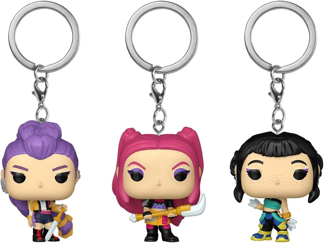 POP Keychain: Kpop Demon Hunters - Rumi, Mira, and Zoey 3-Pack - Novelty Keyrings - Collectable Mini Figure - Stocking Filler - Gift Idea - Official Merchandise - Movies Fans - Backpack Décor