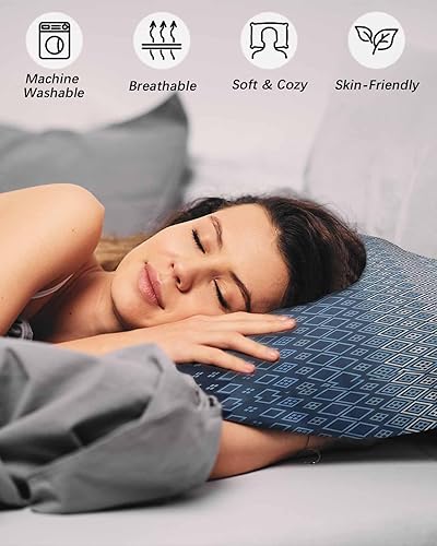 Miniatura 4 de Fundas de almohada de color azul degradado tamaño King, 2 paquetes de fundas de almohada suaves decorativas para sofá de cuerpo largo, funda de