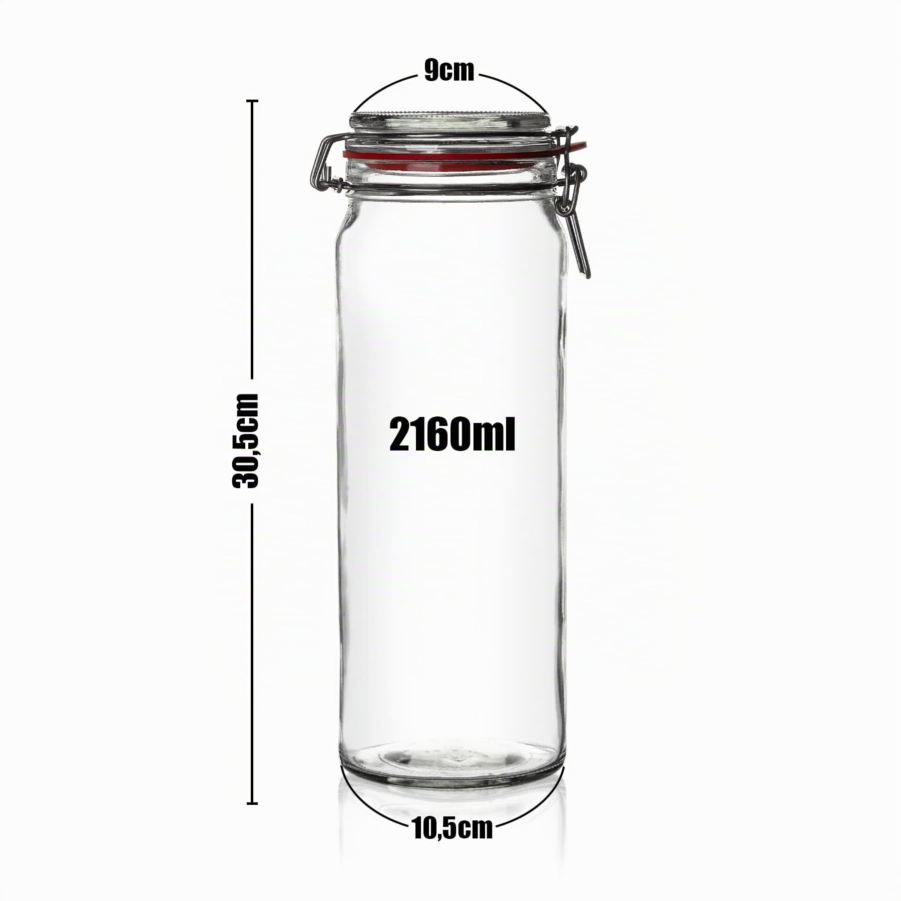 BigDean 6 Vorratsgläser 2160ml Einmachgläser Spaghetti XL Drahtbügelgläser
