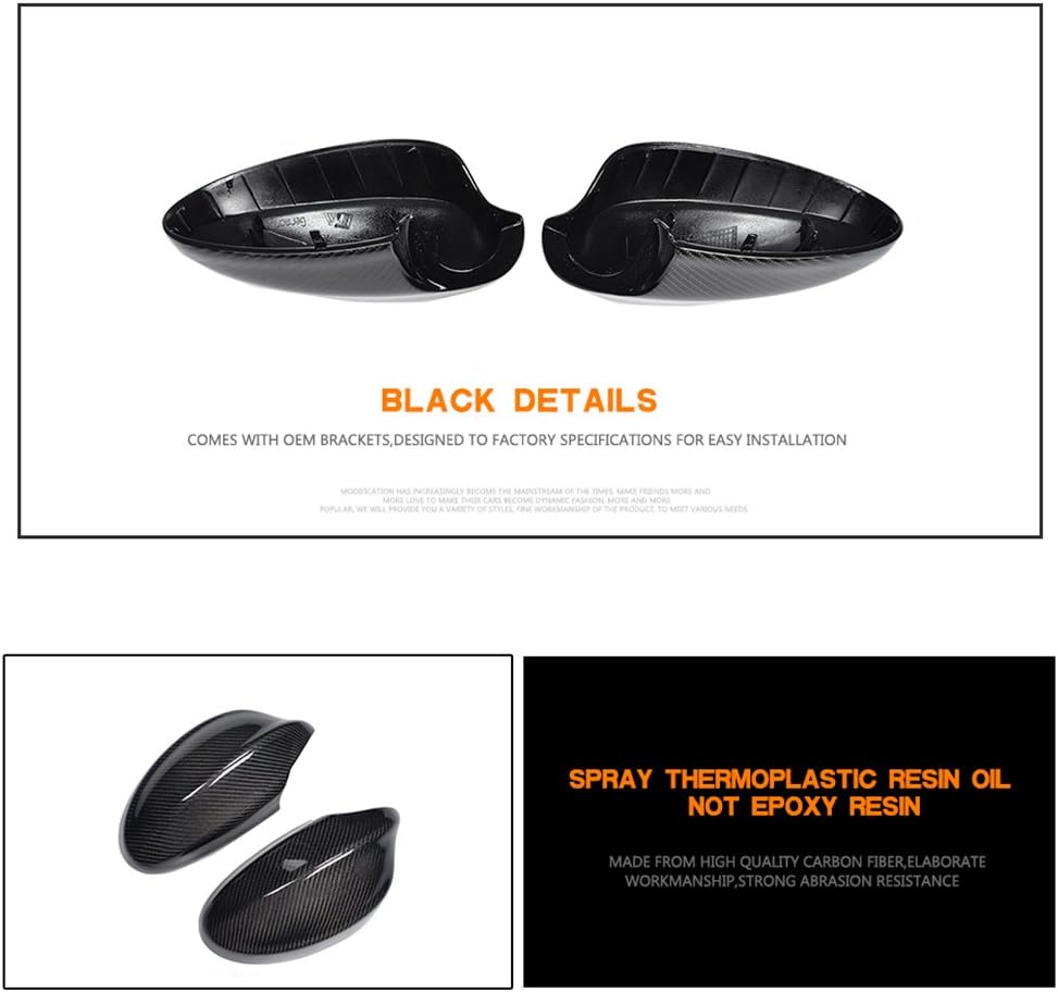 Carbon Fiber Mirror Cover Cap fits for BMW 3 Series E90 316i 318i 320i 323i 325i 330i 2005-2008 1:1 Replacement CF Rearviewer