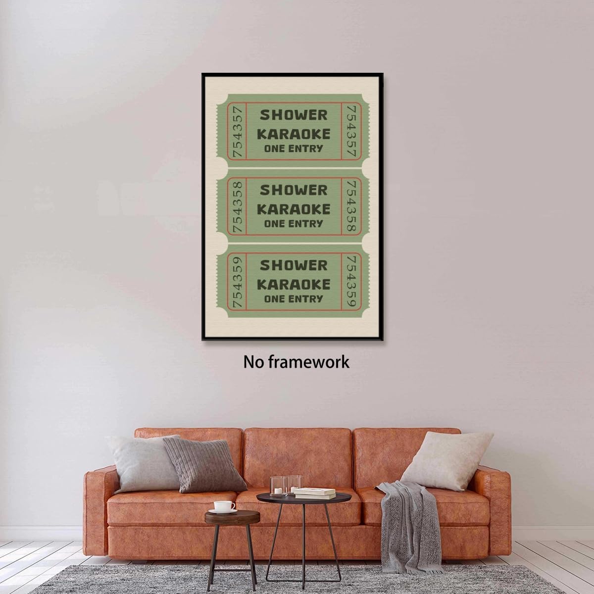 Funny Bathroom Wall Art Vintage Shower Karaoke Ticket Canvas Print Posters Funky Baths Sign Picture Sage Green Toilet Decor Retro Aesthetic Dorm Apartment Decoration 12x18inch Unframed image 4