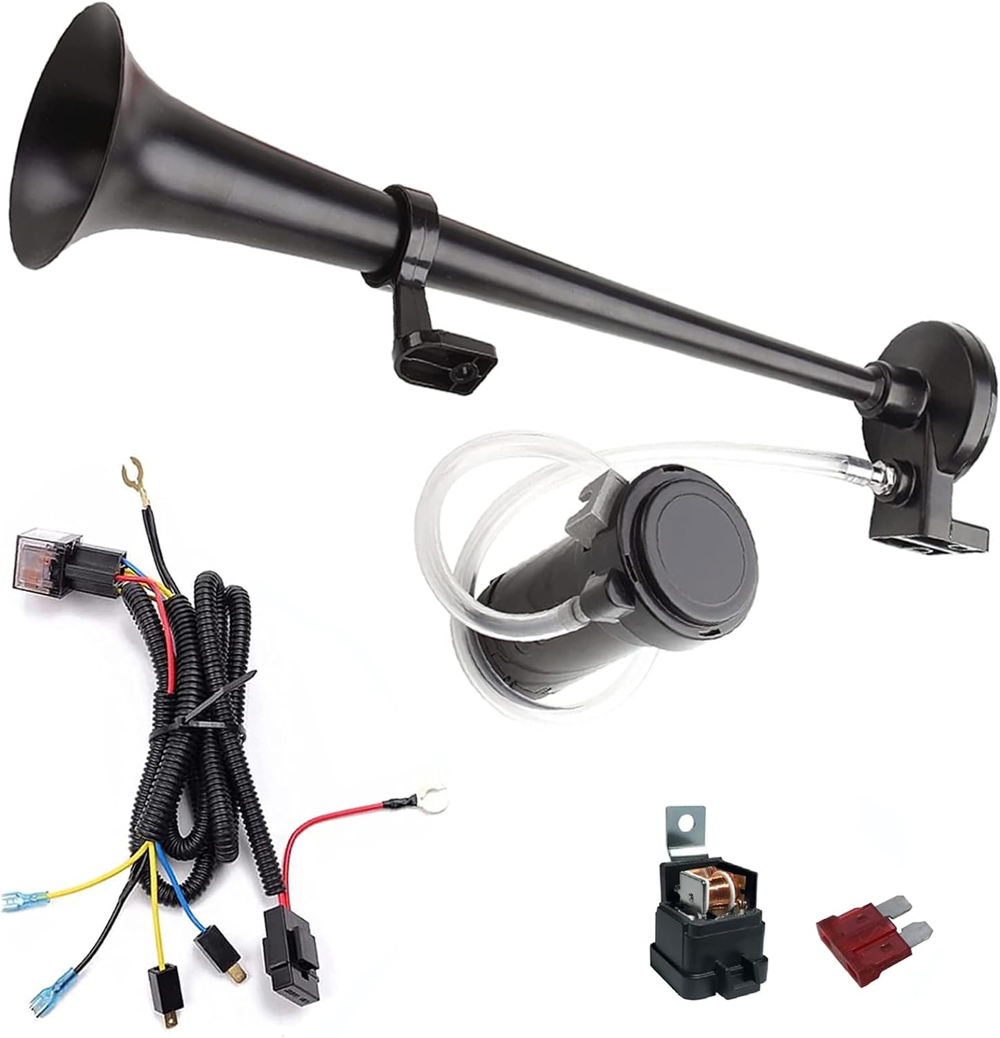 Train Horn for Truck 150db 12V, Super Loud black Single Trumpet Truck