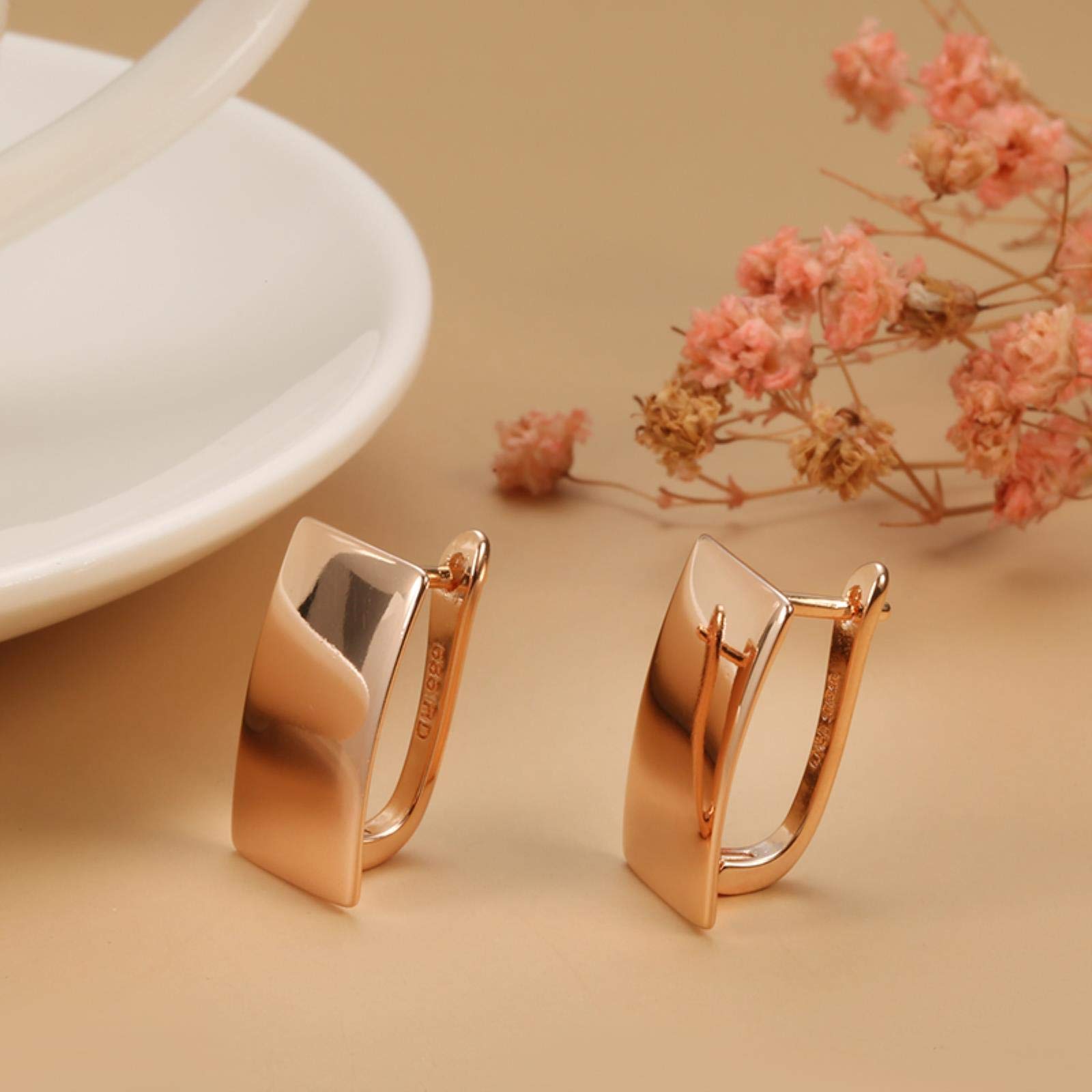 Orecchini Quadrati Donna In Oro Rosa Con Zirconi Cubici – Ipoallergenici, Argento 925 Placcato Oro 18k – Eleganti Per Cene E Appuntamenti