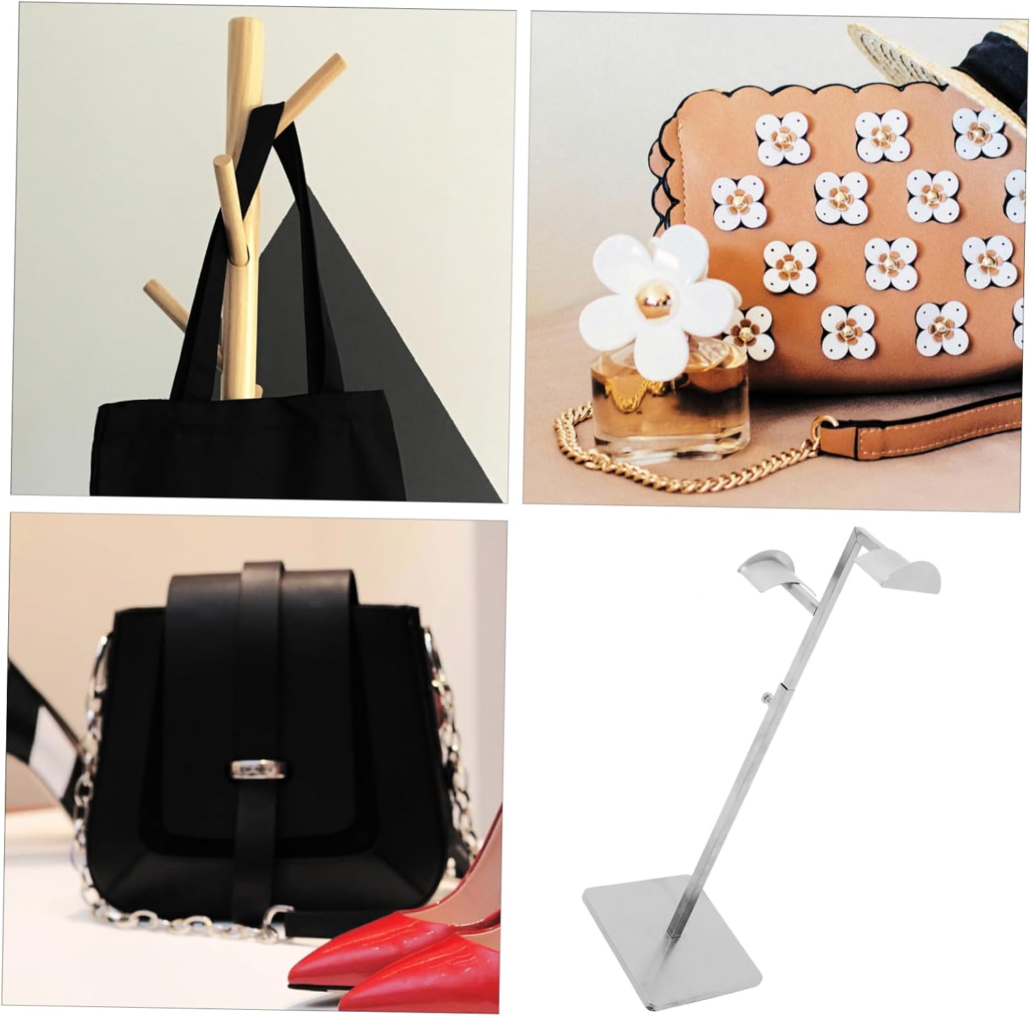 OUNONA Adjustable Handbag Display Stand Stainless Steel Crossbody Bag Hanger Height Adjustment for Retail Stores