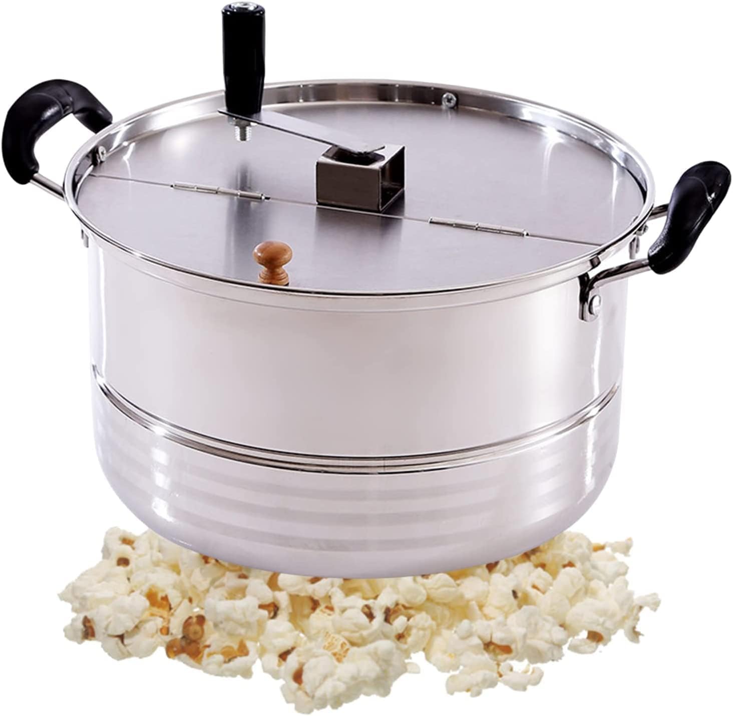 Olla para palomitas de maíz mezclada Manual, Máquina de palomitas de gas para estufa, Máquina de palomitas manual antiadherente comercial de acero inoxidable
