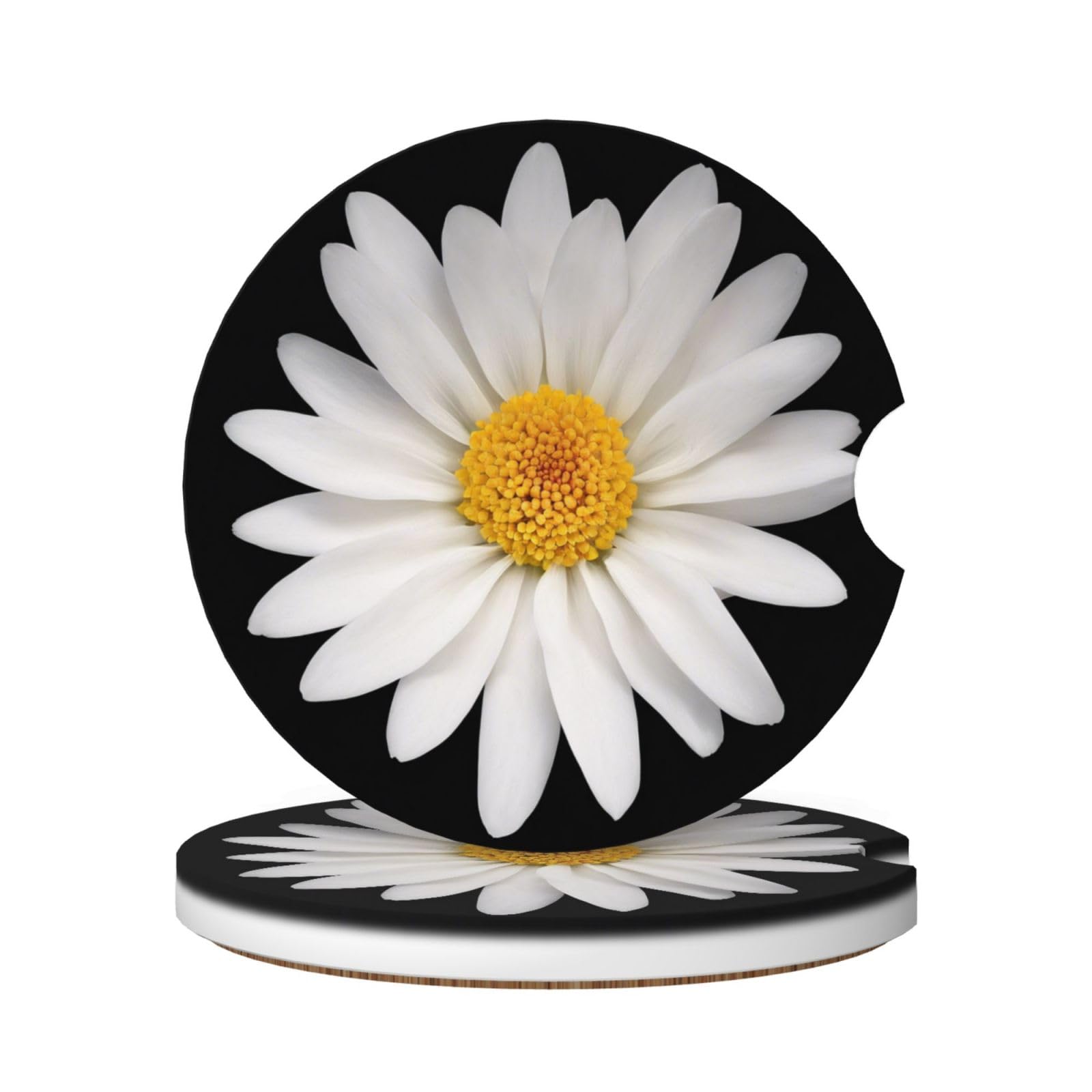 NeuKim2pcs Car Coaster Daisy Absorbent Car Coaster Absorbent Drink Coaster for Car Decor Auto Accessories