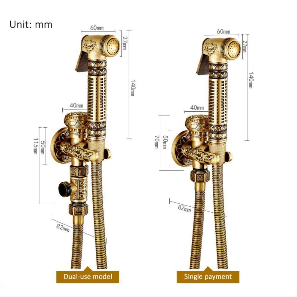Rubinetto Per Bidet In Ottone A Parete Rubinetto Per Spruzzatore Per Wc Rubinetto Per Pulizia Mop Da Bagno Antico, Tubo + Supporto + Spruzzatore Stile A