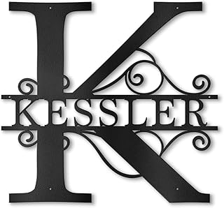 Custom Metal Name Sign | Metal Wall Art | Split Letter Monogram Decor | Family Name Sign | Personalized Wedding Gift | Outdoor Decor