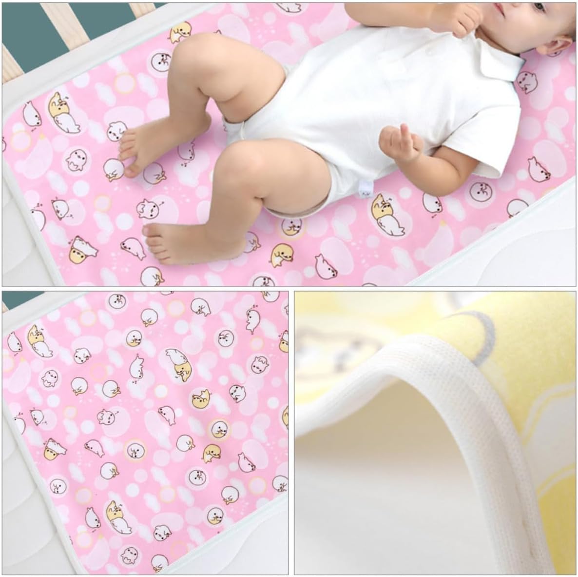 Ciieeo 3pcs Waterproof Bed Pads, Foldable and Leakproof Bed Mats with Lint Material, for Travel and Wheelchair Use, Soft and Highly Absorbent Protection for Newborns Random Color
