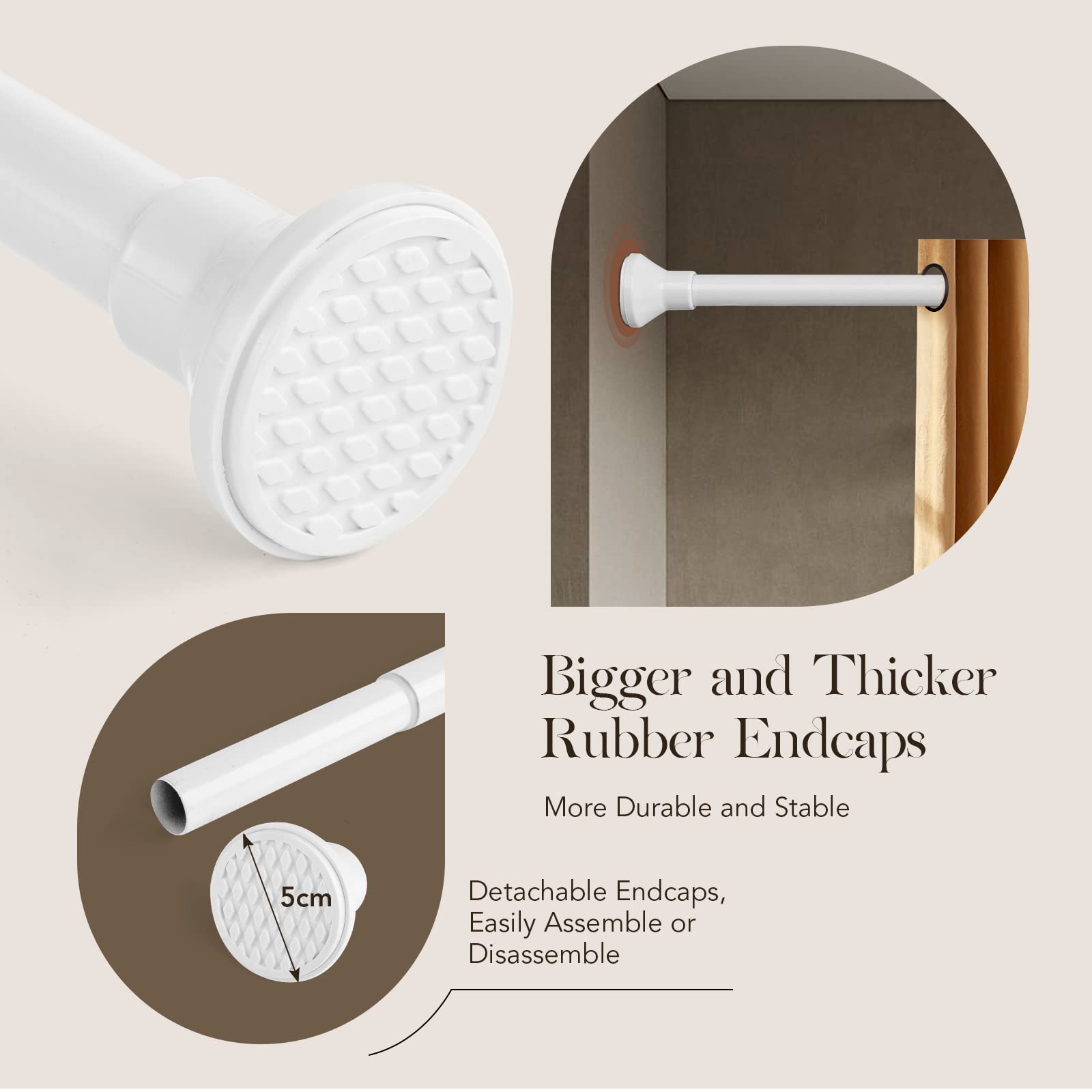 Telescopic Spring Tension Rod 85155cm, Metal White Shower Curtain Pole