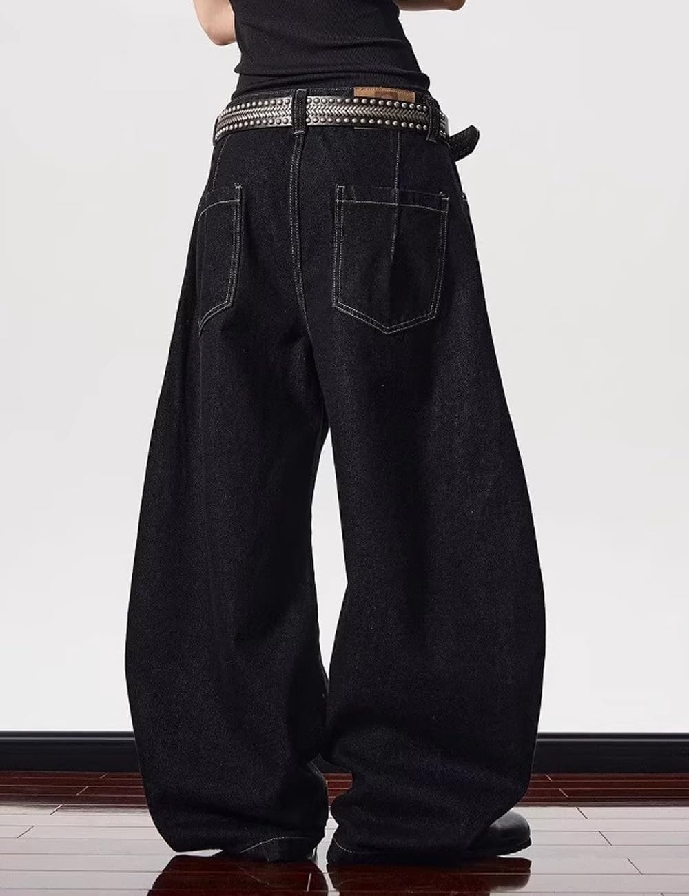Nutriangee Men's Baggy Wide Leg Jeans for Men Women Y2k Barrel Loose Fit Streetwear Hip Hop Denim Pants