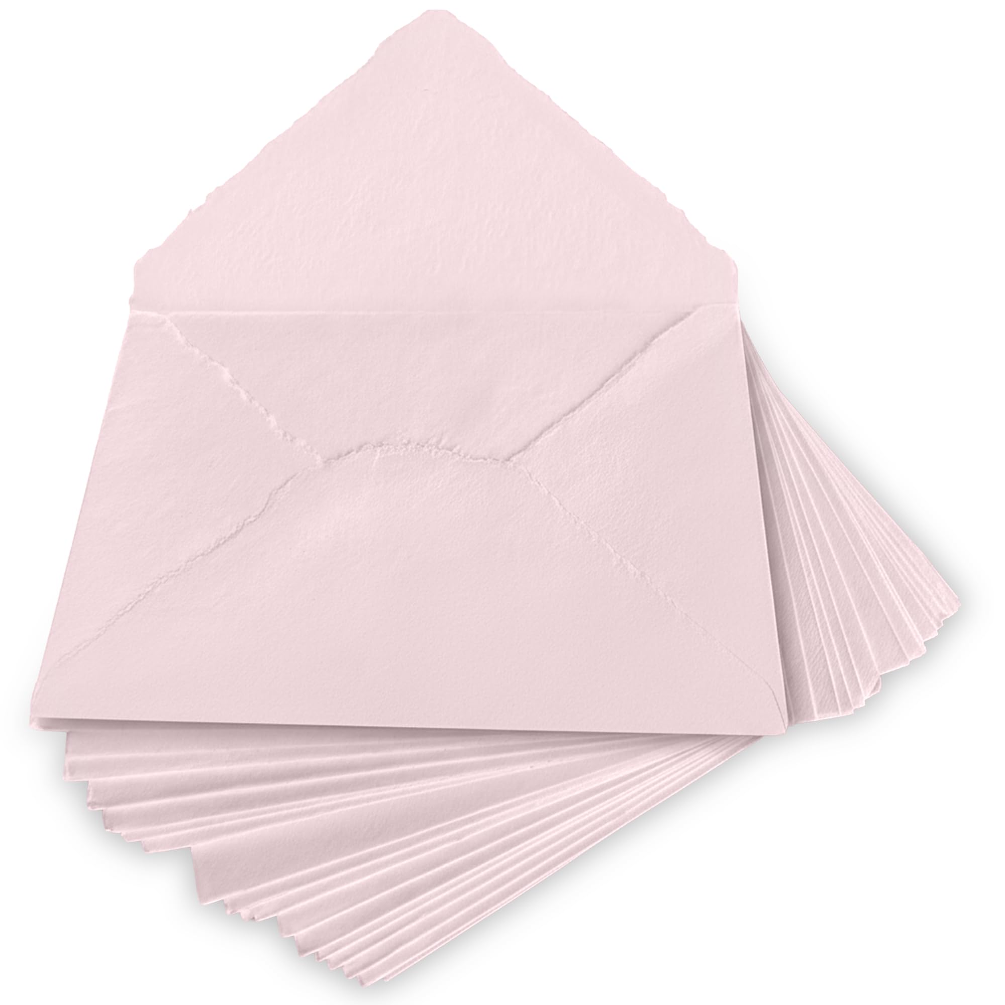 Wanderings Handmade Pink Deckle Edge Envelope - 6.25x9.25/15.5x23.5 Cm Package of 25 - for Announcements Wedding Invitations Greeting Cards Crafts - Thick 150 GSM